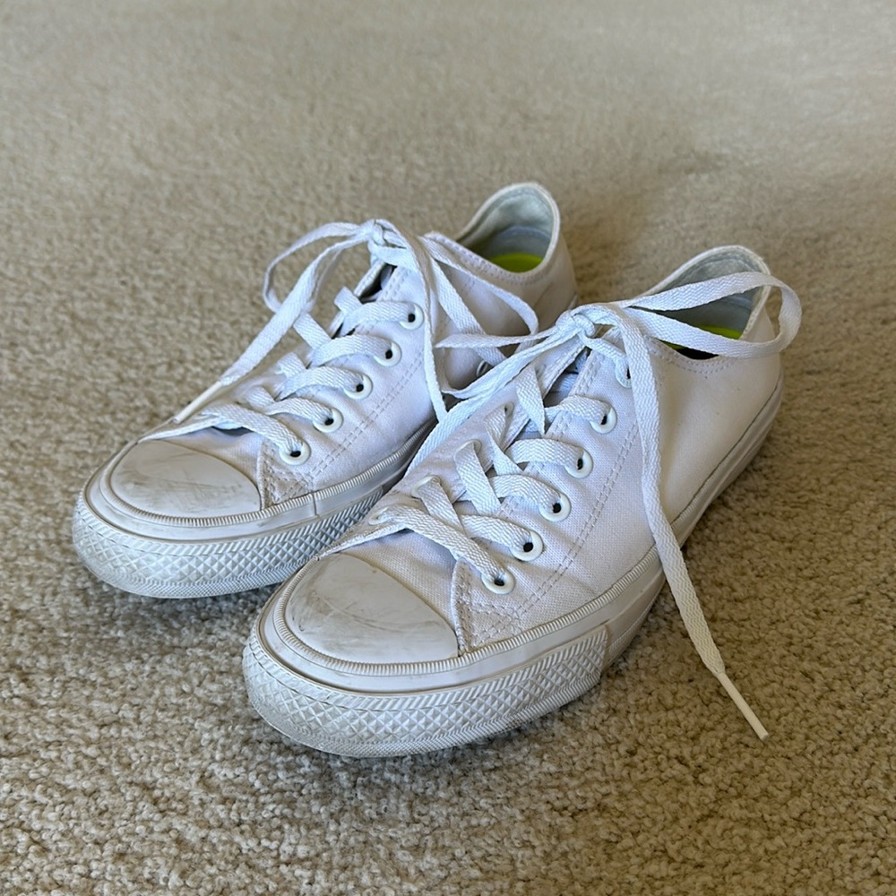 All White Low Top Converse Sneaker